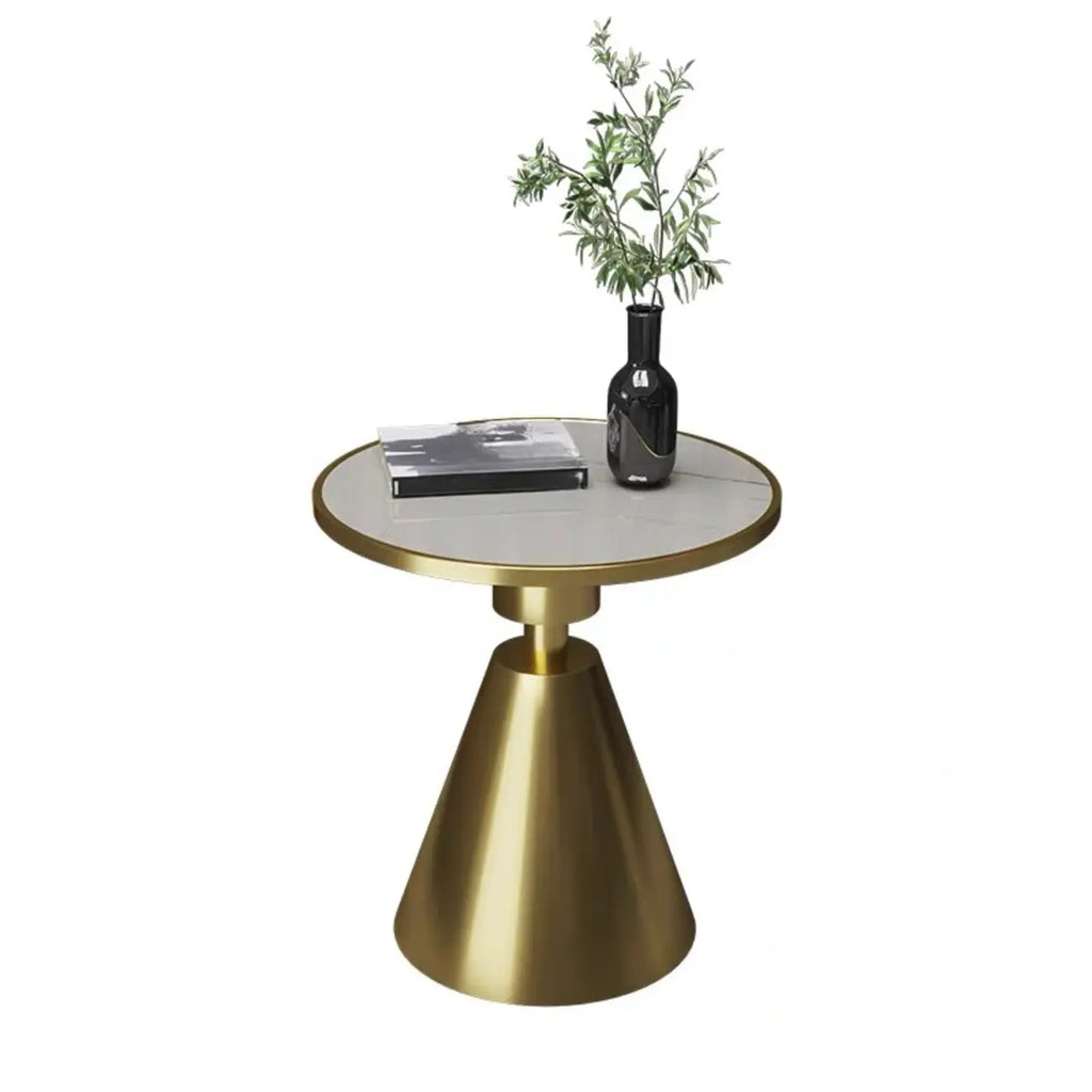 Stylish Sintered Stone Pedestal End Table for Living Room