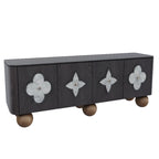 63 Black Modern Rectangle Wooden TV Stand for Living Room