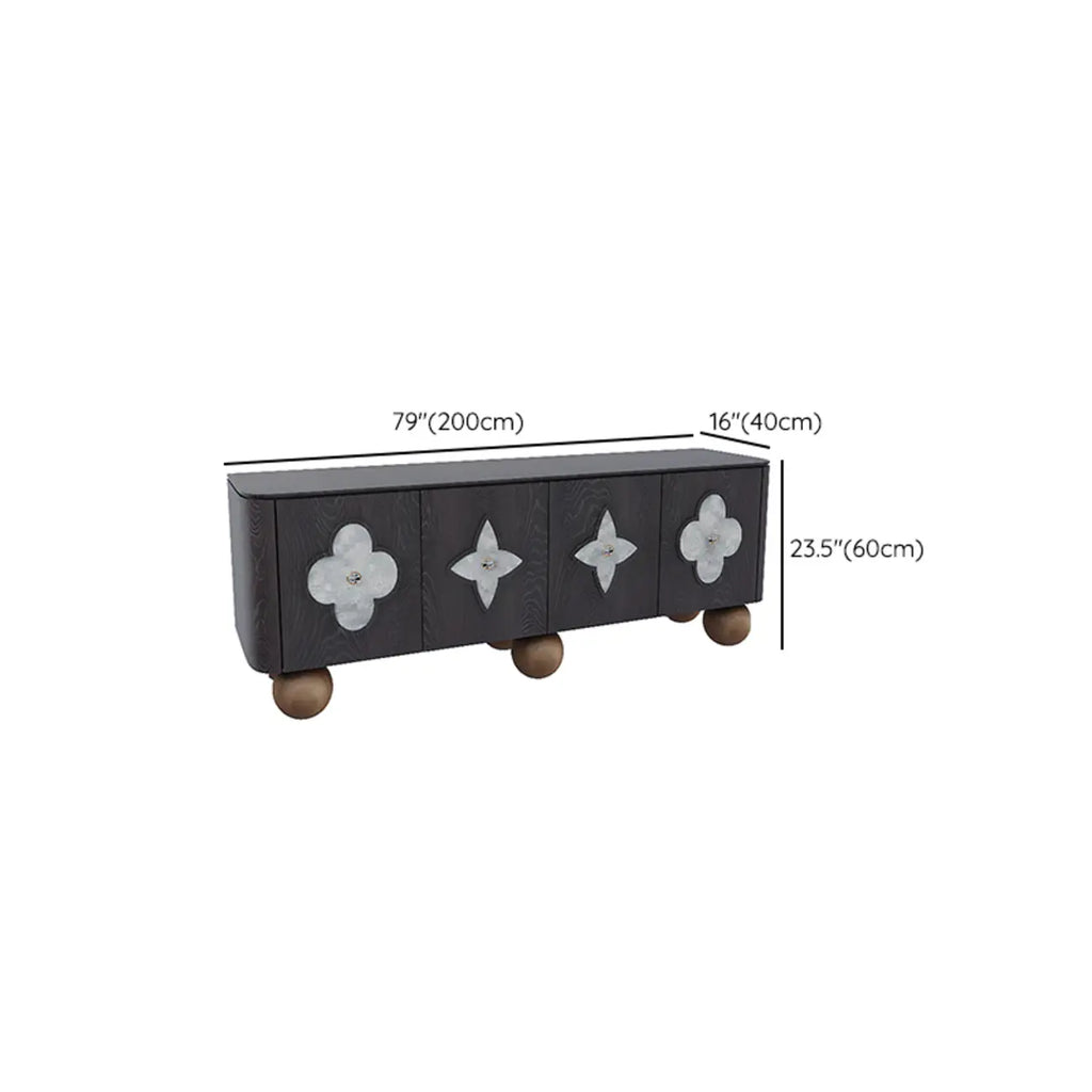 63 Black Modern Rectangle Wooden TV Stand for Living Room