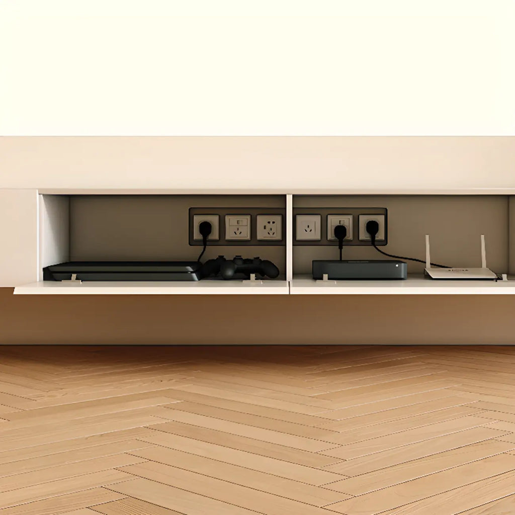 Minimalist Wooden White Floating Cabinet TV Stand