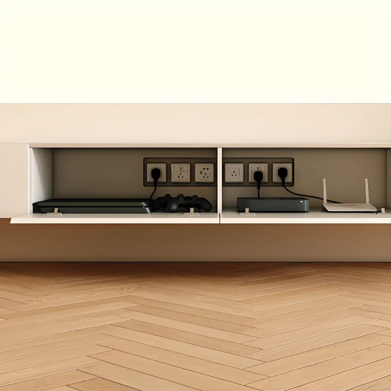 Minimalist Wooden White Floating Cabinet TV Stand