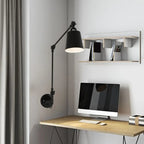 Adjustable Iron Swing Arm Wall Light for Bedside/Study Space