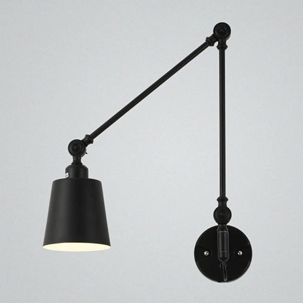 Adjustable Iron Swing Arm Wall Light for Bedside/Study Space