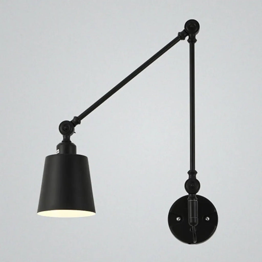 Adjustable Iron Swing Arm Wall Light for Bedside/Study Space