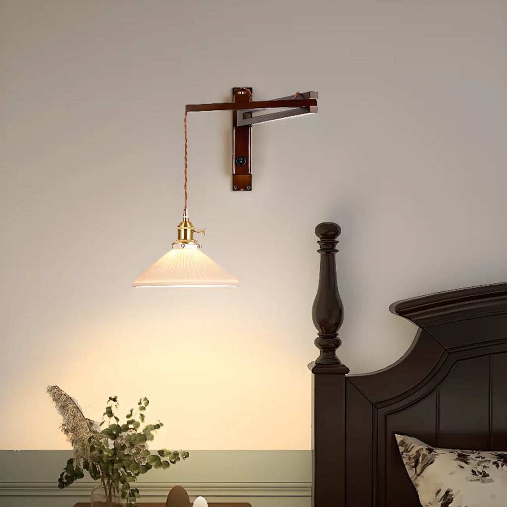 Industrial Swing Arm Wall Sconce for Bedroom and Living Room