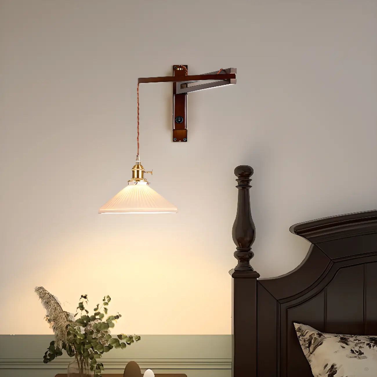 Industrial Swing Arm Wall Sconce for Bedroom and Living Room