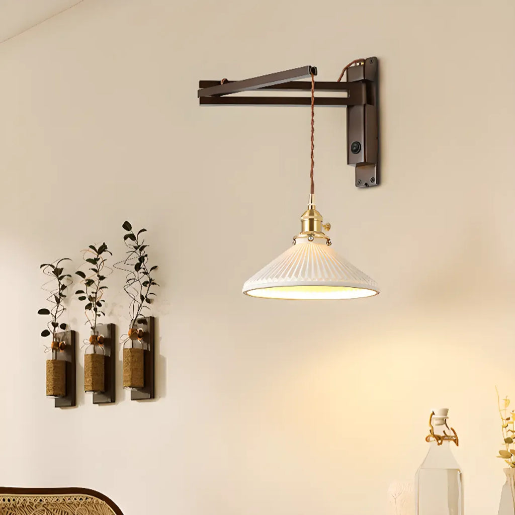 Industrial Swing Arm Wall Sconce for Bedroom and Living Room