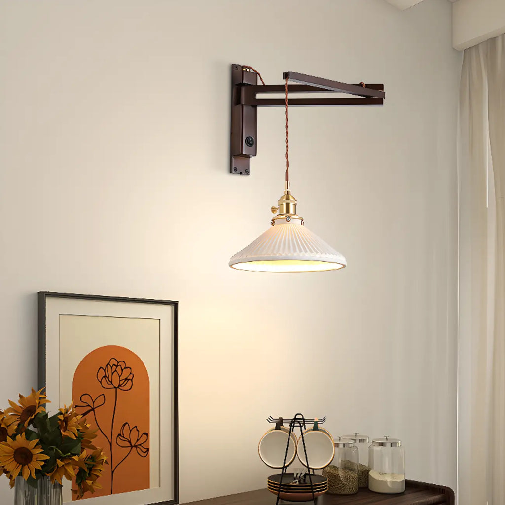 Industrial Swing Arm Wall Sconce for Bedroom and Living Room
