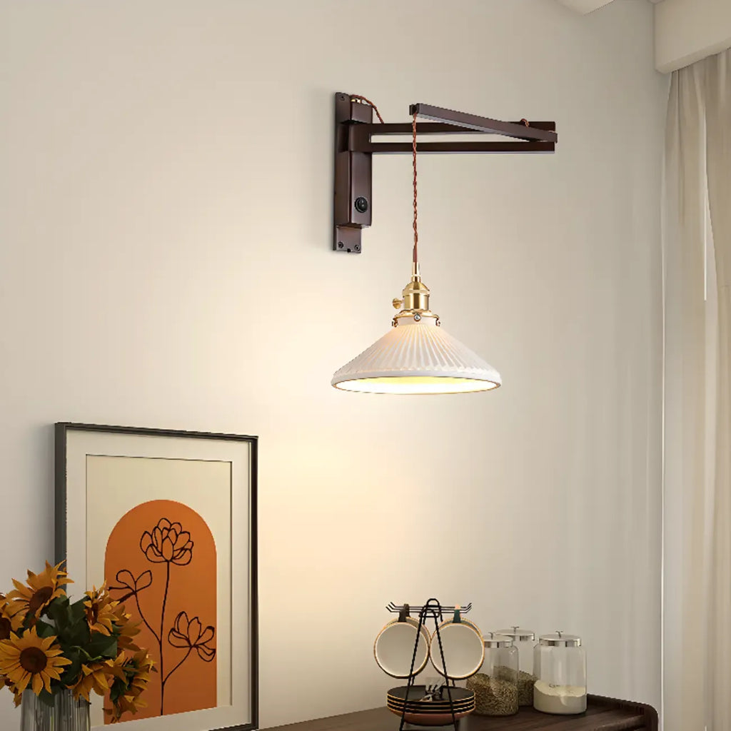 Industrial Swing Arm Wall Sconce for Bedroom and Living Room