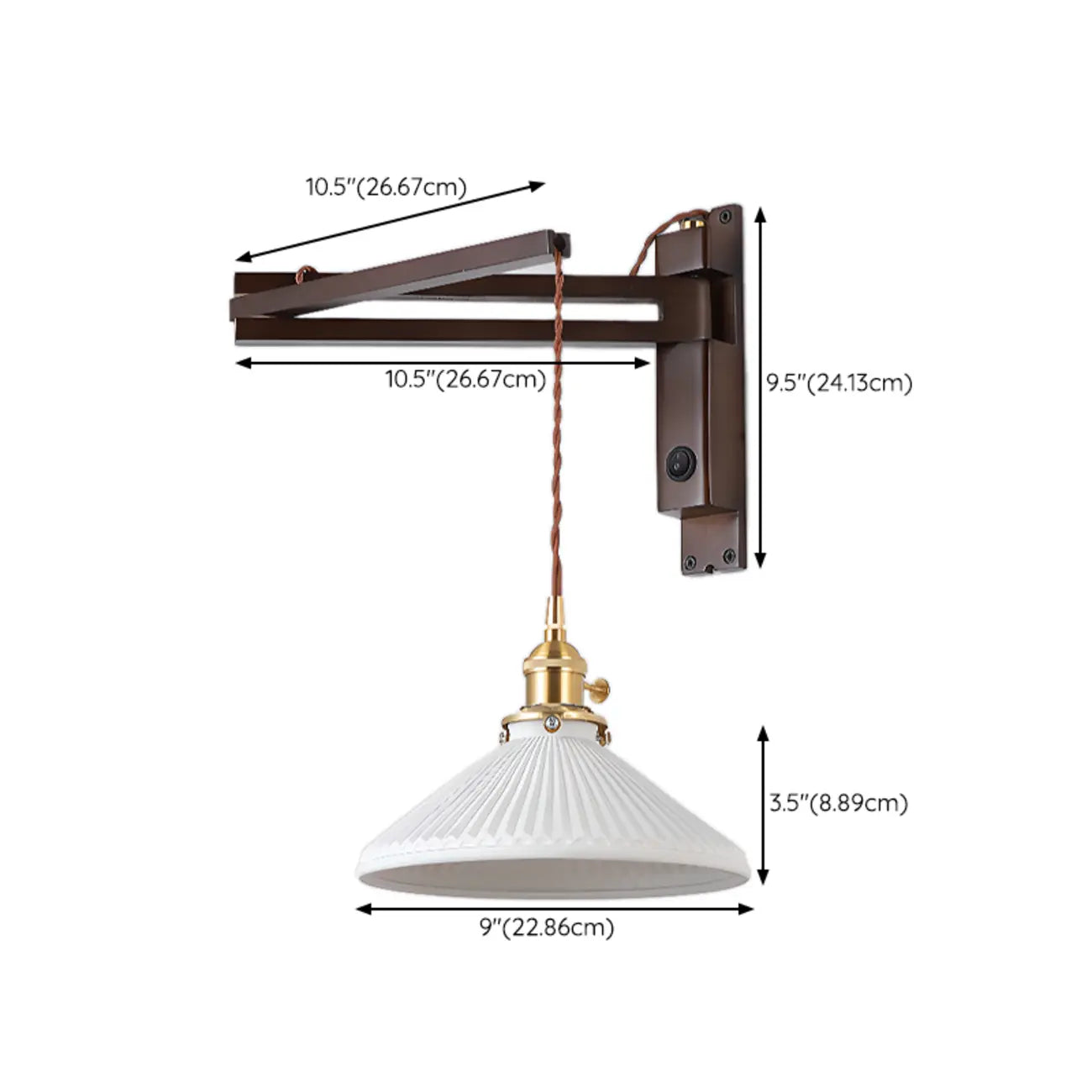 Industrial Swing Arm Wall Sconce for Bedroom and Living Room