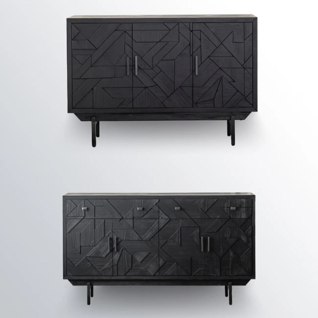 Rectangular Black Parlor Accent Cabinet with Straight Legs