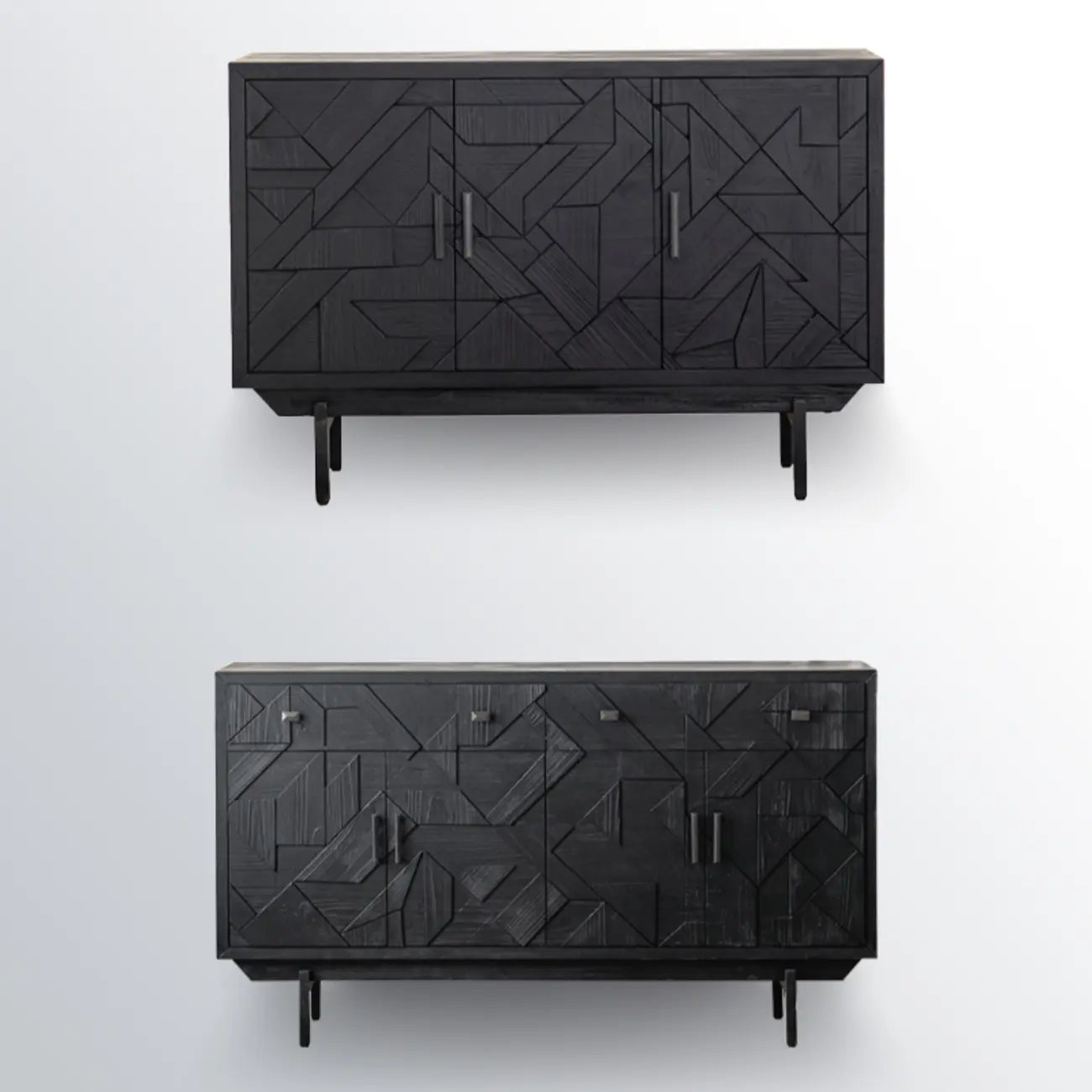 Rectangular Black Parlor Accent Cabinet with Straight Legs