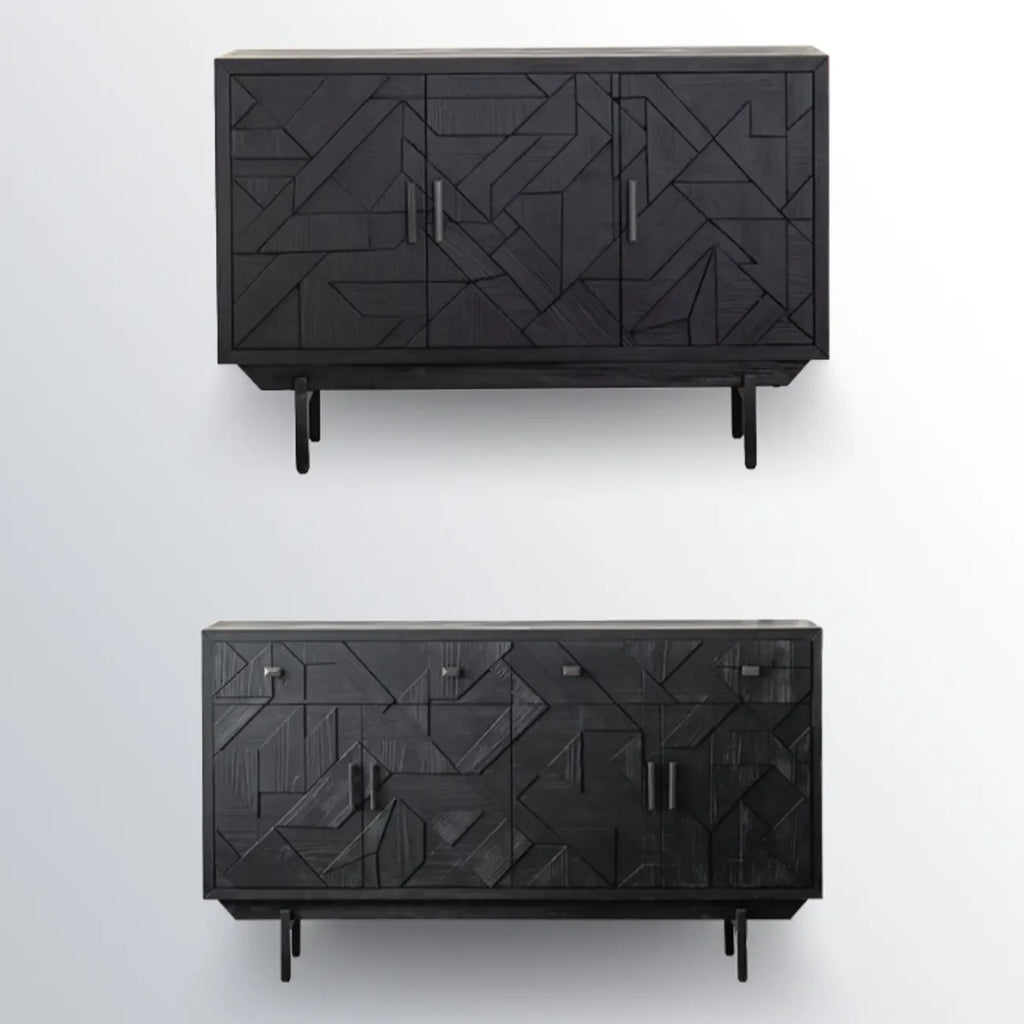 Rectangular Black Parlor Accent Cabinet with Straight Legs