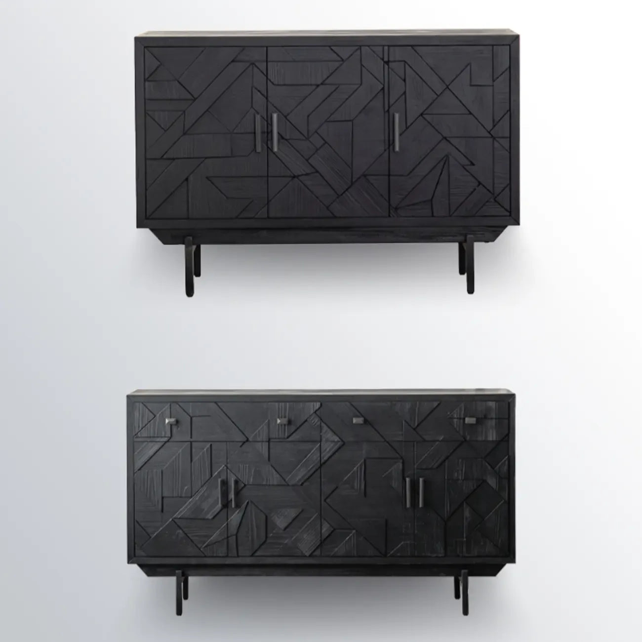 Rectangular Black Parlor Accent Cabinet with Straight Legs