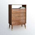Modern Rubberwood Bedroom Storage Cabinet with 4 Drawers