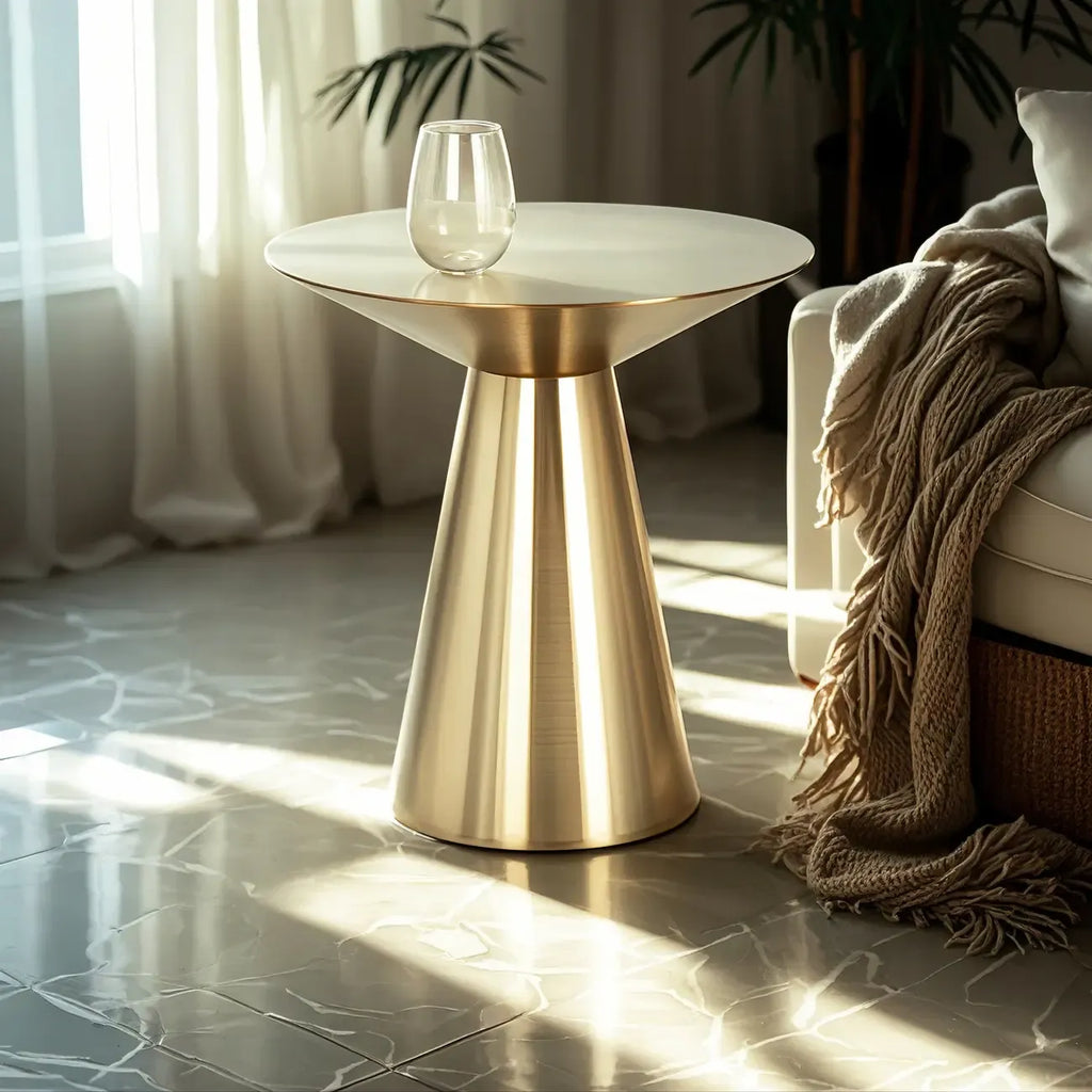 Minimalist Modern Silver Metal Side Table for Living Room