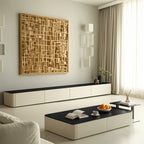Modern Black Square Coffee Table with Drawers for Living Room