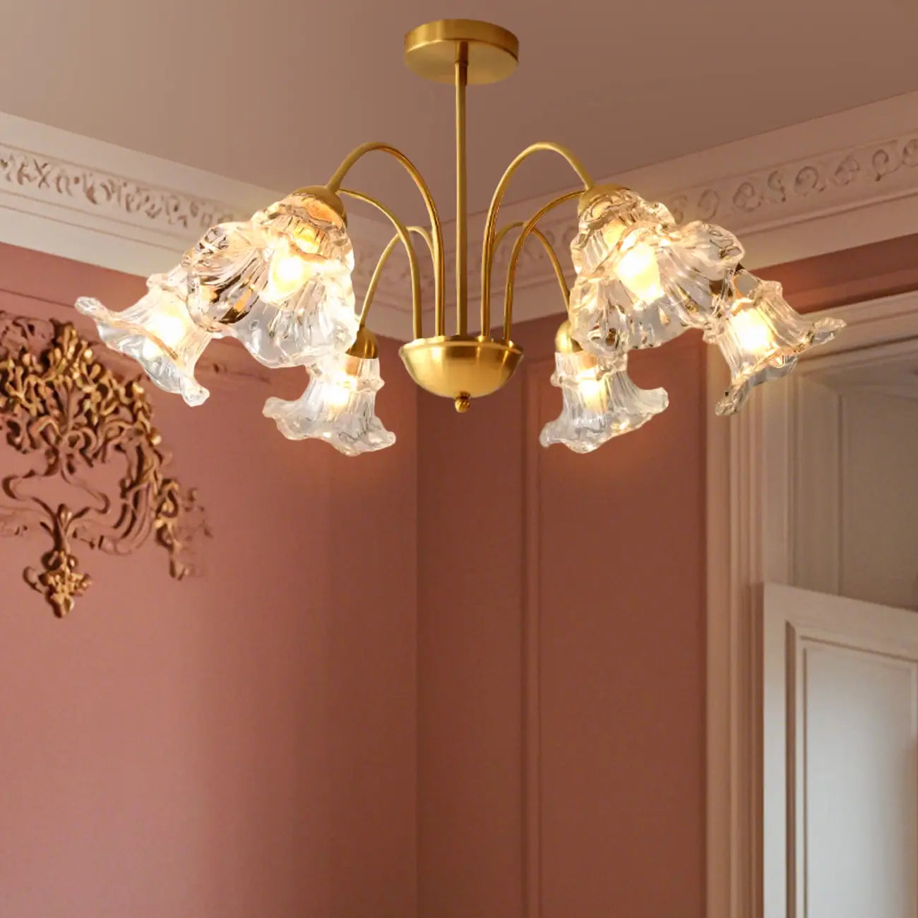 Luxury Vintage Crystal Flower Chandelier for Living Room