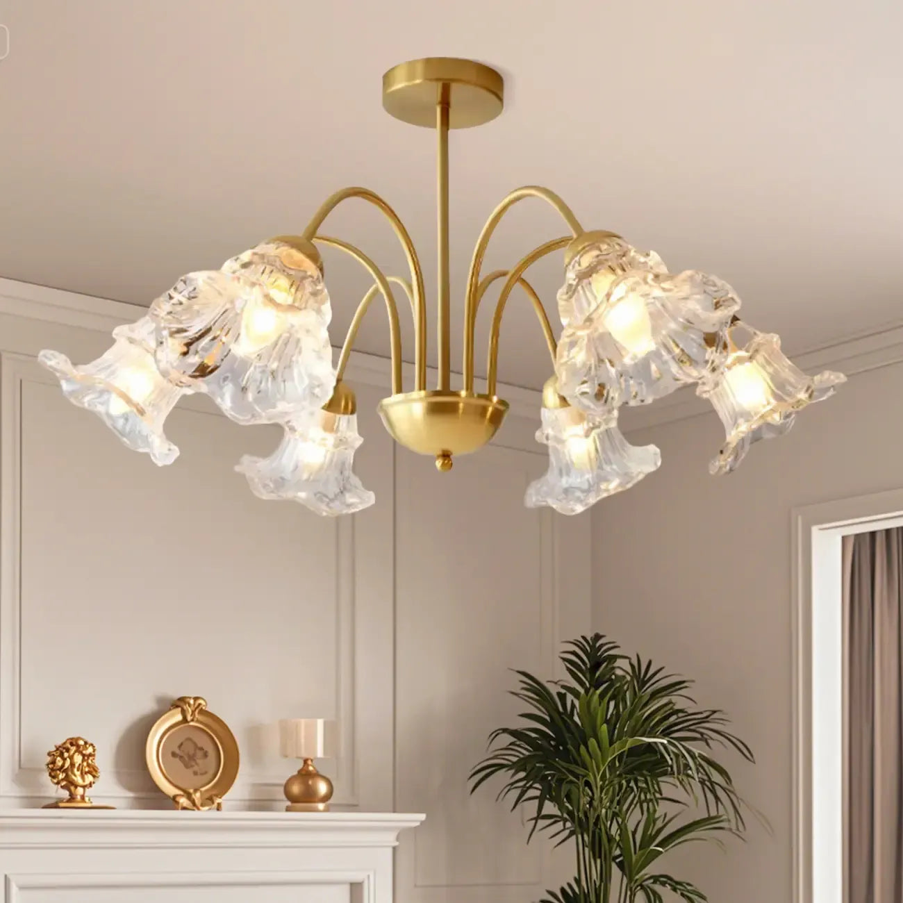 Luxury Vintage Crystal Flower Chandelier for Living Room
