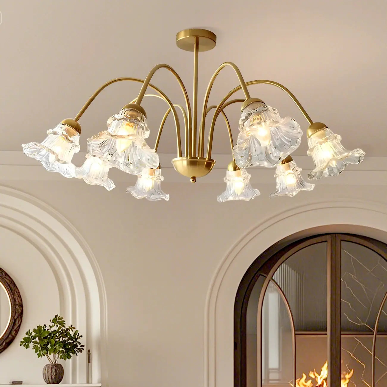 Luxury Vintage Crystal Flower Chandelier for Living Room