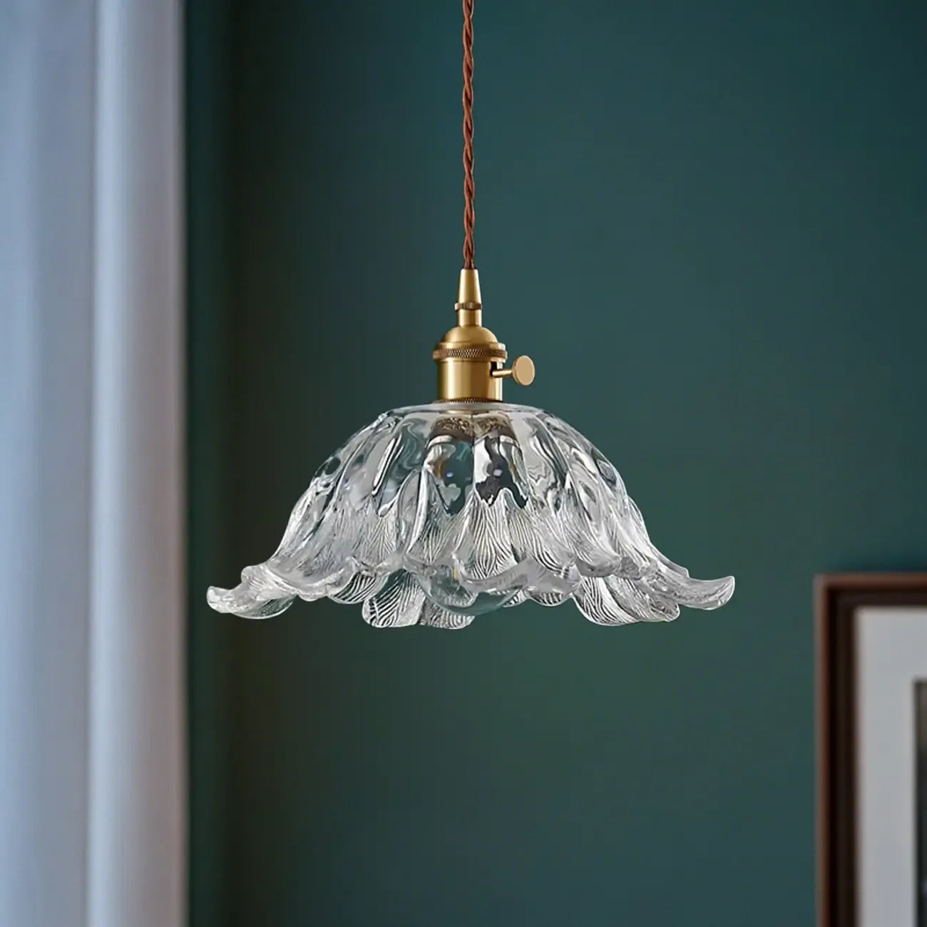 Vintage Blooming Floral Glass Pendant Light for Decor
