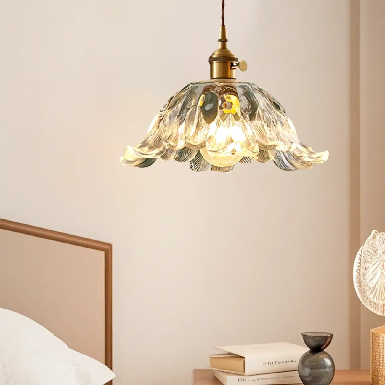 Vintage Blooming Floral Glass Pendant Light for Decor