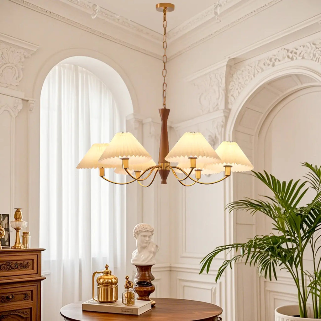 Modern Adjustable Pleated Fabric Chandelier for Living Room