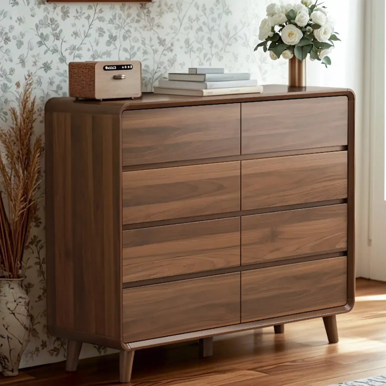 3 Tiers Rustic Square Brown Wood Dresser