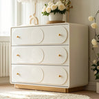 Glam White Wooden Dresser with Drawers for Bedroom Storage