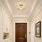 Modern Floral Glass Semi-Flush Ceiling Light for Entryway