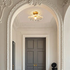 Modern Floral Glass Semi-Flush Ceiling Light for Entryway