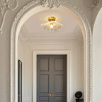 Modern Floral Glass Semi-Flush Ceiling Light for Entryway