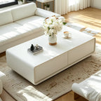 Chic Minimalist Rectangular White Coffee Table with 4 Drawers