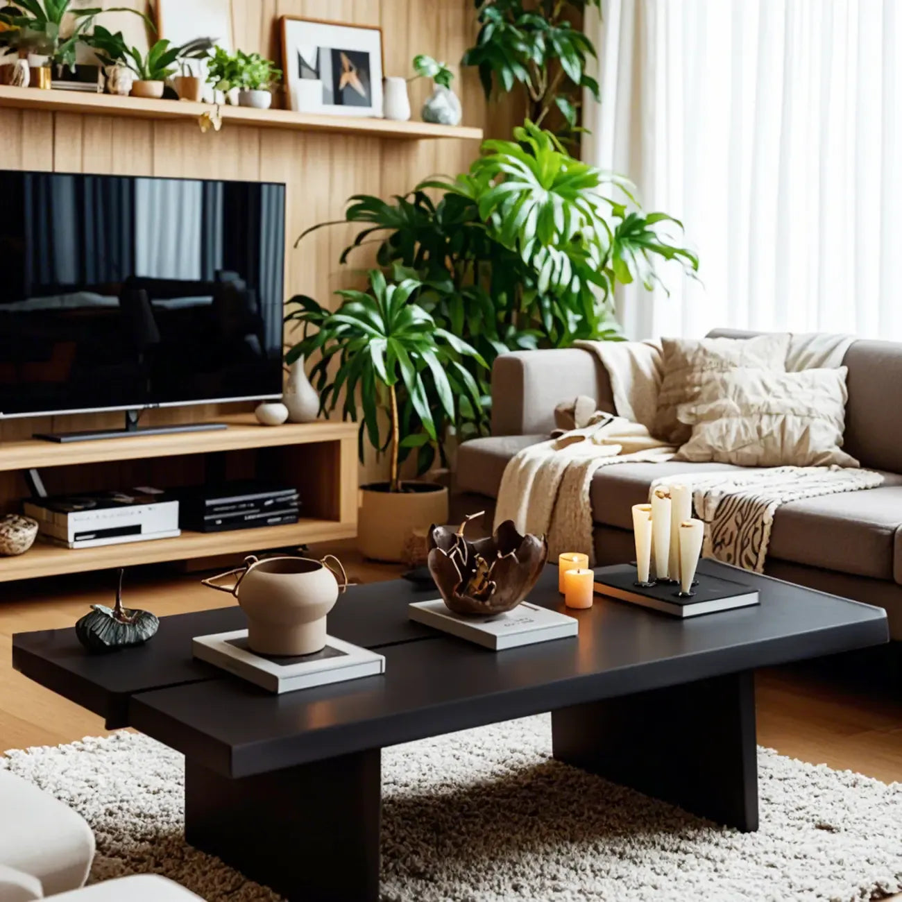 Modern Ash Rectangular Coffee Table with Sled Base
