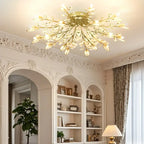 Elegant Golden Branch Crystal Semi Flush Ceiling Light