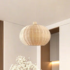 Wabi-Sabi Style Rattan Round Lantern Pendant Lamp for Living room