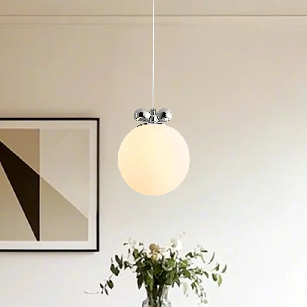 Modern Small White Globe LED Pendant Light for Living Room