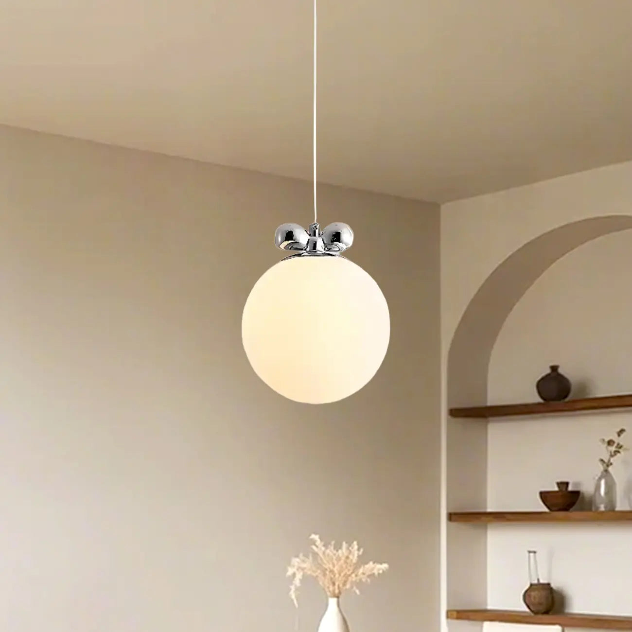 Modern Small White Globe LED Pendant Light for Living Room
