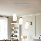 Simple White Vitreous 3 Lights Island Pendant Light for Kitchen