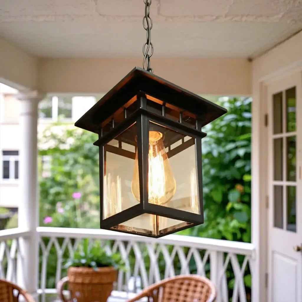 Retro Black Metal Hanging Pendant Lamp for Outdoor Use