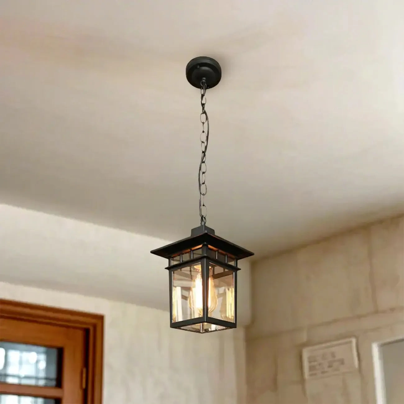 Retro Black Metal Hanging Pendant Lamp for Outdoor Use