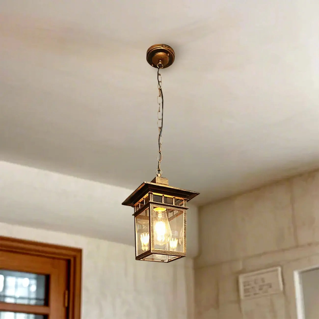 Retro Black Metal Hanging Pendant Lamp for Outdoor Use