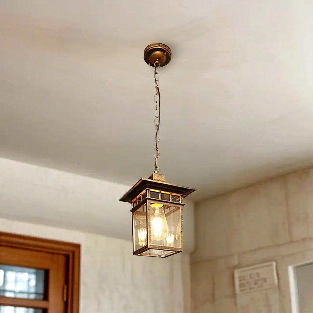 Retro Black Metal Hanging Pendant Lamp for Outdoor Use
