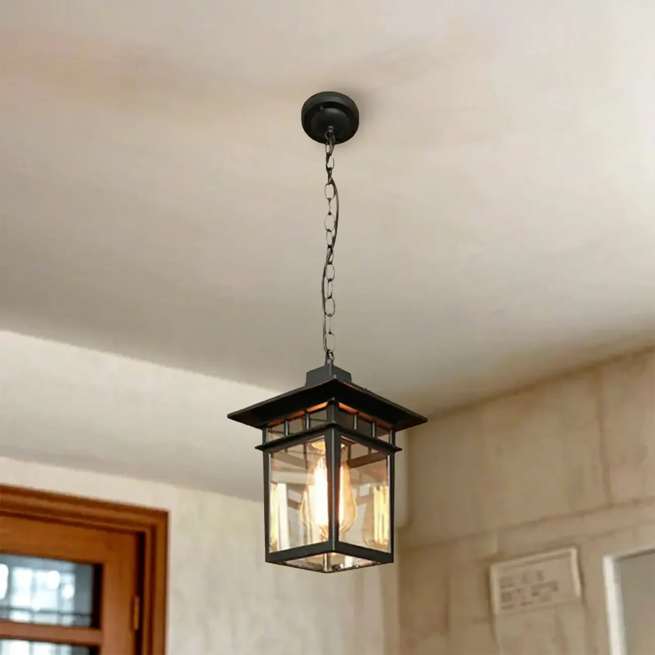 Retro Black Metal Hanging Pendant Lamp for Outdoor Use