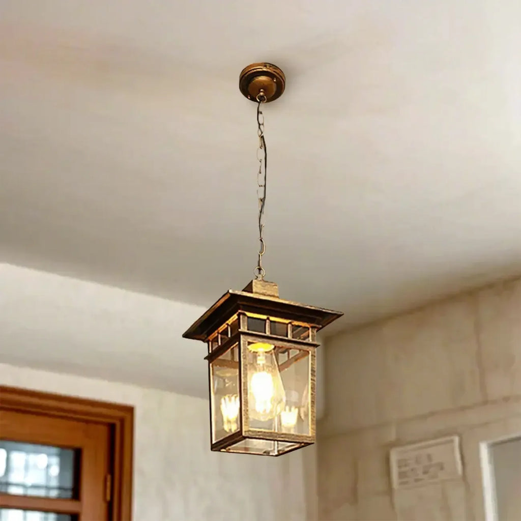 Retro Black Metal Hanging Pendant Lamp for Outdoor Use