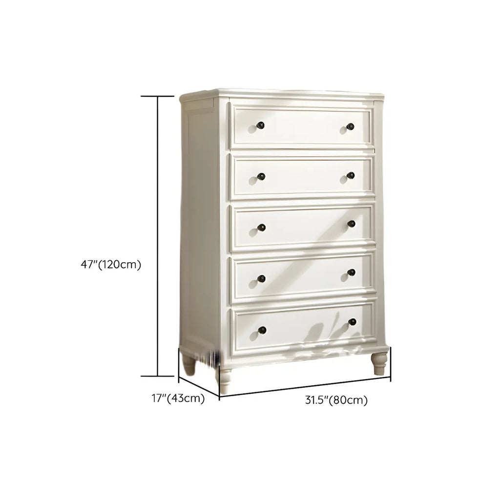 Classic White Wooden Dresser with 5-Drawers