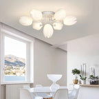 Minimalist Resin White Flower Semi Flush Mount Ceiling Light