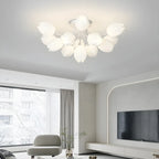 Minimalist Resin White Flower Semi Flush Mount Ceiling Light