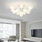 Minimalist Resin White Flower Semi Flush Mount Ceiling Light