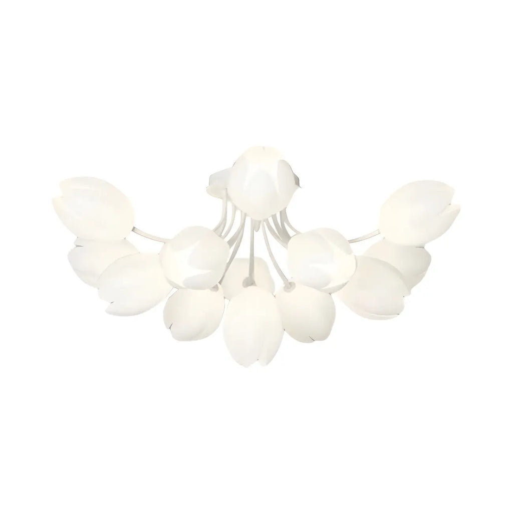 Minimalist Resin White Flower Semi Flush Mount Ceiling Light